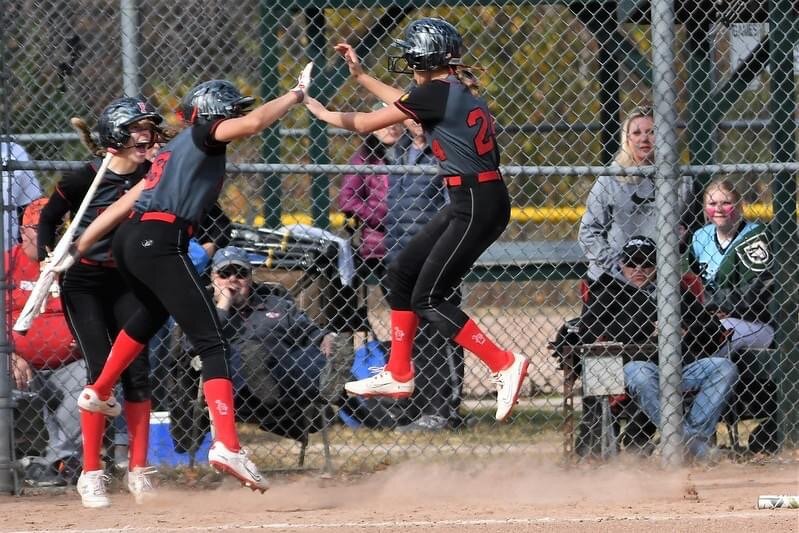 Softball athlete in action