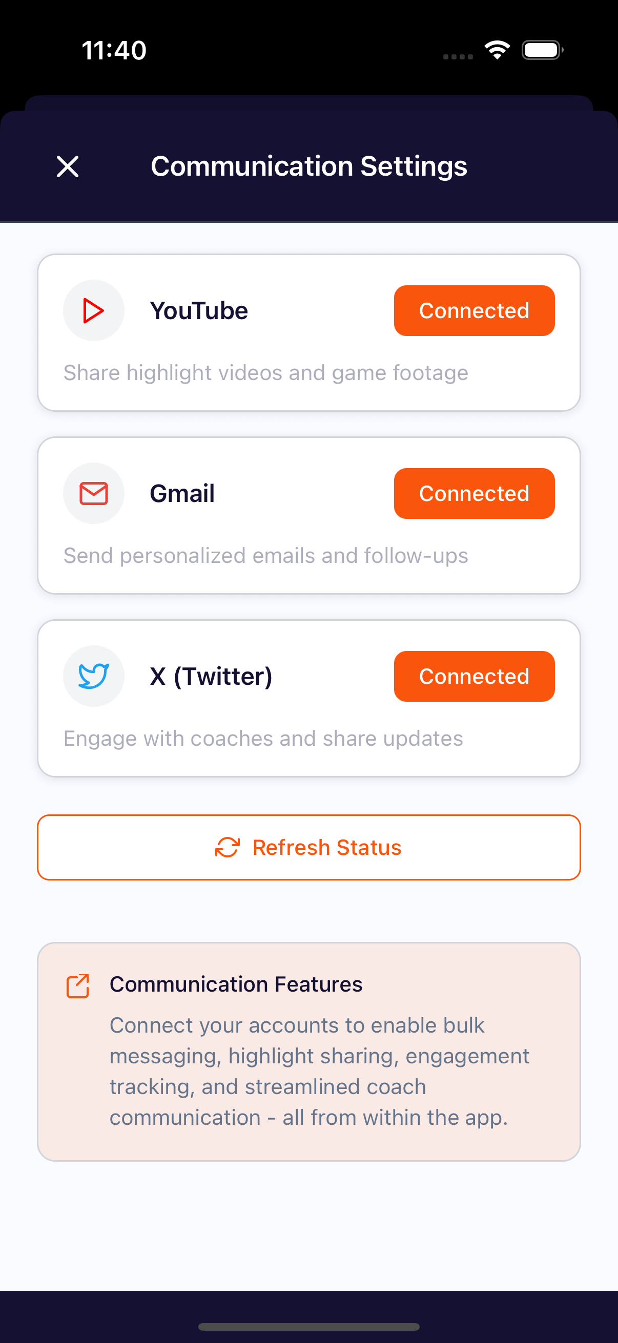 Social Media Integration Screenshot